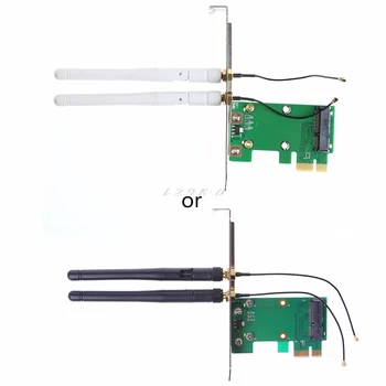  Mini PCI-E PCI-E 1X Desktop Adaptor Convertor cu Două Antene pentru Wireless placa de Retea Wifi