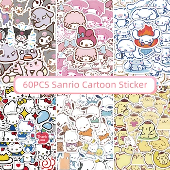  60PCS Desene animate Sanrio Hello Kitty Melodia Mea Kuromi Pochacco Graffiti Album Autocolant Laptop Telefon Deco Decalcomanii Autocolante Jucărie pentru Copii