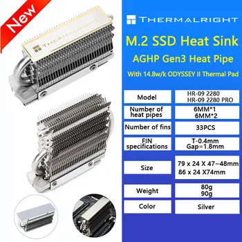 Thermalright HR-09 2280 M. 2 Solid state Drive AGHP Conducte de Căldură Heat Sink Radiator M. 2 SSD Garnitura Răcitorului cu Thermal Pad Silicon