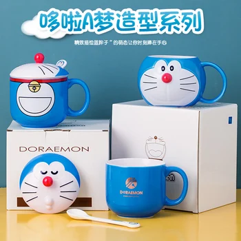  Doraemon Cana pentru Copii Ceramice Desene animate Cana Cana de Apa Cuplu Pereche Cana cu Capac Cadou de Ziua Mașină de Pisica
