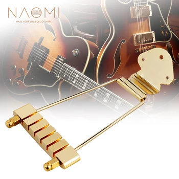  NAOMI Metal Chitara cu 6 corzi Trapez Tailpiece Pod Pentru Jazz Chitara Archtop Înlocuire Aur/Argint Opțiune