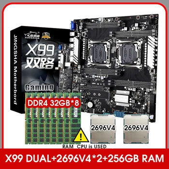  JINGSHA X99 Dual Placa de baza Set Combo Cu procesor Intel Xeon E5 2696 V4 Dual CPU 8* 32GB 2133MH DDR4 ECC REG RAM Server KIt Placa de baza