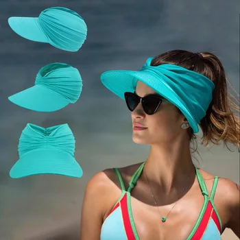  Noua Moda Femei Soarele de Vară-Dovada Pălării Gol Cozoroc Sapca Protectie UV Plajă Capac boruri Largi, Capac de Protecție în aer liber la Soare Capace