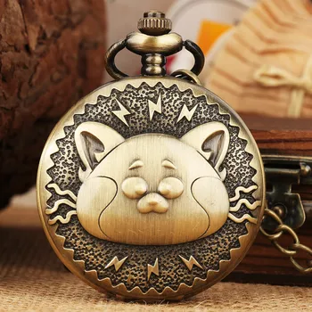  Animal Cap de Pisică Design Ceas de Buzunar Nostalgic Cuarț Pandantiv Ceas Suvenir Cadou pentru Mama, Roman Numeral Dial Watch Fete