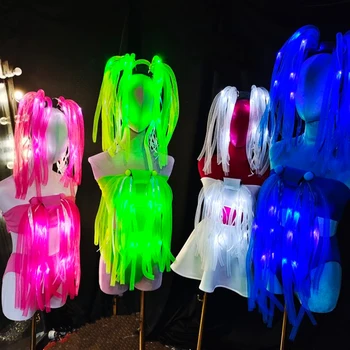  Sexy Fluorescente Bodysuit articole pentru acoperirea capului Club de noapte, Bar Dj Ds Poarte Femeile Costum de Scenă Gogo Dans, Costume de Dans Pol Îmbrăcăminte XS3788