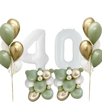  42pcs Avocado Baloane Verzi Kit Cu 40inch Alb Numărul de Balon Pentru Petrecerea de Ziua de Decorare pentru Copii Cadou de Nunta DIY Consumabile