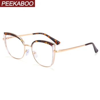  Peekaboo metal mare rama de ochelari anti-lumina albastra de sex feminin bomboane de culoare de ochi de pisica pătrată ochelari de vedere femei TR90 obiectiv clar de iarna