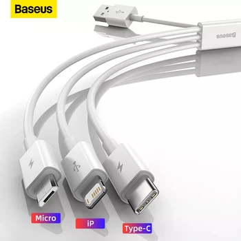  Baseus 3 în 1 Cablu USB pentru iPhone 12 Pro Max Rapid Cablu de Încărcare pentru Telefonul Android Huaiwei Xiaomi Tip C Cablu USB Cablu de Sârmă