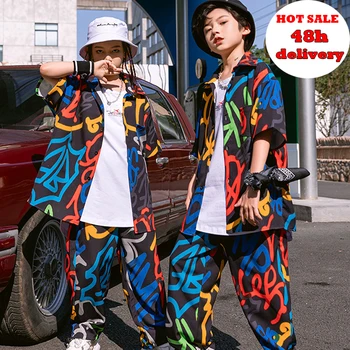  Băieții de Haine Hip-Hop de Vară pentru Copii Vrac cu Mânecă Scurtă Streetwear Fete Jazz Costume de Dans de Performanță Etapă Purta DQS7436