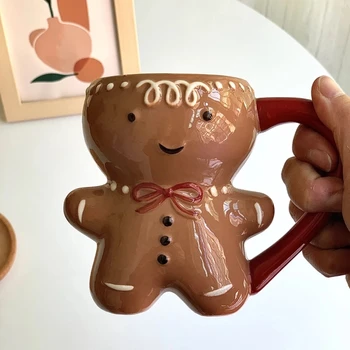  Drăguț De Crăciun Cani Ceramice De Crăciun Creative Cupa Om Turtă Dulce Cafea Cuplu Cupa De Crăciun Cadouri De Anul Nou Cafea Cu Lapte Bea Cupe