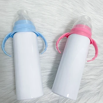 DIY Sublimare Sippy Sticlă Cu Mâner Și Mamelonului 2 Culori Lapte Ceasca Personalizate de Căldură Pentru Transfer din Oțel Inoxidabil biberon