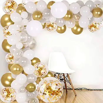  133 buc Balon Arc Ghirlanda kit de Aur Confetti Argint Baloane Albe pentru Mireasa Copilul de Duș Nuntă, zi de Naștere, de Absolvire