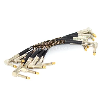  6pack Chitara Patch Pedala Cablu 1/4 Inch Unghi Drept Împletitură cablu Pentru Instrument de Cabluri Cu Placat cu Aur