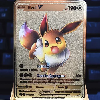  Pokemon Kaart Metal Kaart Dragon de Foc-respirație Pikachu Eevee Charizard de Colectare de Carte pentru Copii Jucărie Cadou carduri pokemon