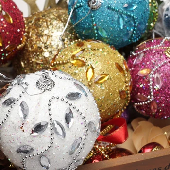  1 BUC Minge de Crăciun 8cm Inserați codul Paiete Colorate Minge de Spumă Pandantiv Piscină Interioară Pom de Crăciun Decorare Petrecere Mall Ornamente