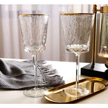  En-Gros De Ciocan Model De Bordură De Aur Gri Roz-Negru Curcubeu Amber Vin Roșu Sticlă De Șampanie De Sticlă Cupe Cupe