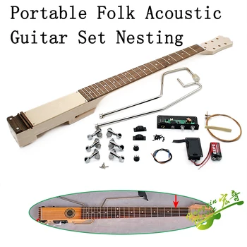  Folk mut pliere portabil de chitara acustica de călătorie DIY set de incepator practică călătorie de afaceri de arțar lemn de trandafir
