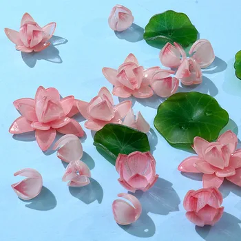  Vară stil 50pcs/lot de culoare model de Simulare frunze de lotus forma margele acrilice diy bijuterii cercei/lumina de noapte accesorii