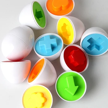  6 buc de Învățare Montessori Math Jucarii Inteligente Ouă 3D Joc de Puzzle Pentru Copii Matematica Jucarii Forma Mixta de Oua Aleatoare Culori si Forme