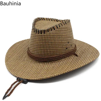  Bauhinia Naturale Țese Paie Pălărie De Cowboy Primăvară-Vară A Femeilor De Bărbați, Soare, Pălărie Panama Plajă Largă Refuz Capac Sombrero Hombre