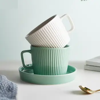  Stil European Cești De Cafea Si Farfurie Din Ceramica Set Retro Rafinat Ceai De După-Amiază Cana Ceramica Micul Dejun Lapte Cu Cana Si Farfurie Set