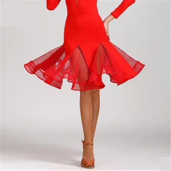  Dans latino Fusta Lady Dans Rochie de Bal Costum Tricou Femei Petrecere de Seara Rochie de culoare roșie