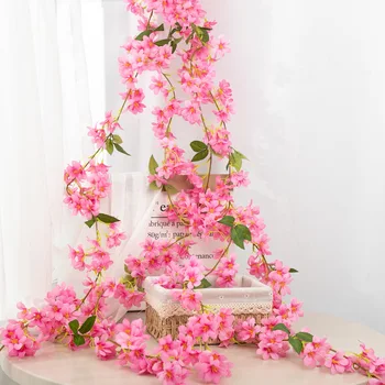  2.3 m Ghirlandă de Flori Artificiale Flori Șir Cu Frunze de Mătase Sakura Cherry Blossom Vița-de-vie Pentru Casa Gradina Nunta Arc Decor