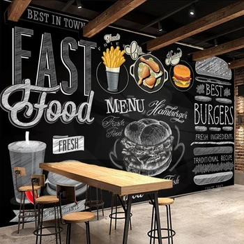 Personalizat Tapet Mural Tablă Pictate Manual Hamburger De Pui Prajit Poster Delicioase Fast-Food Shop Restaurant Pictura Pe Perete