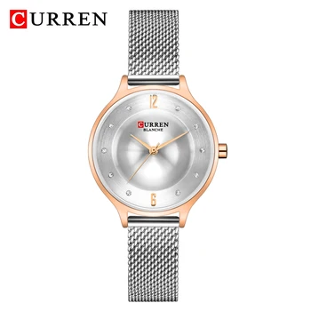  Reloj CURREN Femei Ceas din Oțel Inoxidabil Plasă de Lux Ceasuri Doamnelor Ceas cu Stras de Cristal Relogio Feminino