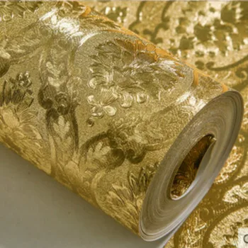  De lux Clasic de Aur Rola Tapet Dormitor, Camera de zi Relief Damasc Perete de Hârtie imagini de Fundal Sclipici Folie de Aur papel de parede