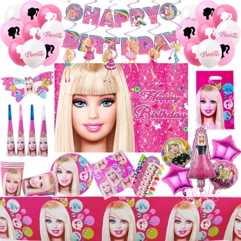  Roz Barbiee Papusa Fete Ziua De Naștere Partidul Decor Ceașcă De Unică Folosință Placa Fata De Masa Baby Shower Printesa Petrecere Decoratiuni Cadouri