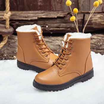  Cizme pentru femei de Pluș Pantofi Cald Iarna Femei Zăpadă Glezna Cizme de Moda 2021 Nou rezistent la apa Platforma Botine din Piele Femei