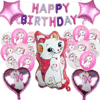  Roz Marie Pisica Balon Folie Happy Birthday Party Decor Consumabile Pisicile Aristocrate Ballon Banner Nunta Decor Acasă Copil De Dus