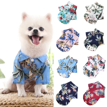  Stil Hawaiian Câine Haine De Vară Animal Print Shirt Câine De Plajă, Tricouri Câine Cățeluș Câine Costum De Pisica De Primăvară Costum De Companie Costum De Câine Tricou