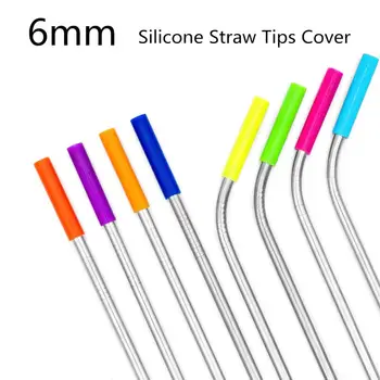  6mm Silicon Reutilizabile Cap Multicolor de Calitate Alimentară din Oțel Inoxidabil, Cap de Paie Paie Duza Sfaturi Capac se Potriveste Doar 1/4 Inch Wide