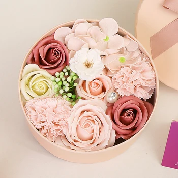  Sapun parfumat de Trandafir Artificiale Parfumat Petale de Flori Rotunde în Formă de Cutie de Cadou Decor Nunta Ziua Îndrăgostiților Cadou pentru Prietena