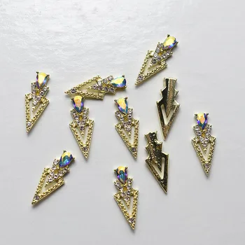  10buc K Aur de Lux AB diamant triunghi 3D Decoratiuni de Arta Unghiilor Unghii Strasuri Unghii Consumabile Farmece Piatra DIY Accesorii*JE5