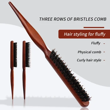  De înaltă calitate mâner de lemn boar perie pufos păr pieptene placa de stil de păr perie coafor hair styling instrument