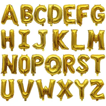  16 Inch Aur, Argint O-Z Literele Alfabetului Baloane Petrecere De Ziua Decor Copii Balon De Folie Petrecere De Anul Nou Decorare Nunta Mingea