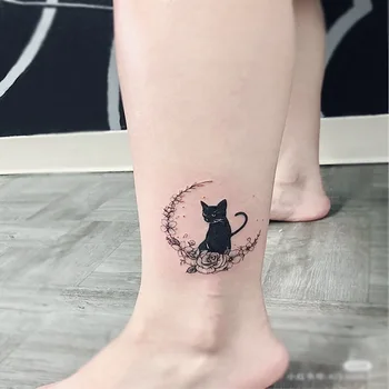  1 BUC Pisica Neagra Fals Autocolante Tatuaj Pentru Barbati Femei Glezna Brat Wirst Body Art Temporară Tattos Impermeabil Flash Decalcomanii de Tatuaje