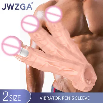  Vibrator Penis Sleeve Extender Reutilizabile Prezervativele, Jucariile Sexuale Pentru Bărbați Big Penis Extender Inel Pentru Penis Vibrator Întârziere Penis Enlarger Extinde