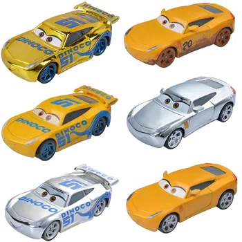  1:55 Disney Pixar Cars 3 Metal Turnat Sub Presiune Jucării Masina Fulger McQueen Dinoco Aur, Argint Cruz Model De Masina De Jucarie Pentru Baiat Cadou De Ziua De Nastere