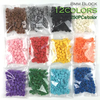  3000buc 8*8mm Pixel Puzzle Diamant Blocuri 12colors 250PCs/sac 3D DIY Pentru Copii Jucărie de Învățământ pentru Copii Cadouri