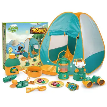  Copii de Camping Jucării Set Cu Cortul 21pcs Pop Up Cort Cu Echipament de Camping Instrumente Interioară în aer liber Pretinde Joc Set Pentru 3 Copil