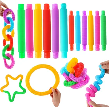  Mini Culoare Trage Tub Telescopic Populare Senzoriale Jucării Pentru Adulți Copii Neliniștite De Decompresie De Aerisire Din Plastic Cu Burduf Stoarce Jucarii