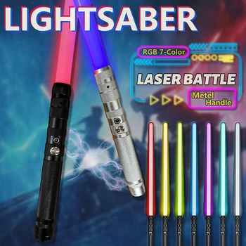  Cu două tăișuri Metel Mână Sabia Laser RGB Sabie de Luptă PC Blade Metalen Dubbele Randen Sabia Cosplay Copii de Jucarie Cadou