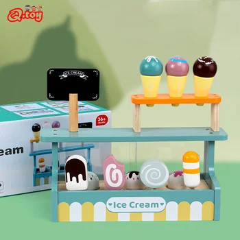  Simulare Set de Bucatarie Montessori Tava de Înghețată Pretinde a Juca Jucărie din Lemn Înghețată, Alimente, Jucării pentru Copii, Învățământ Preșcolar