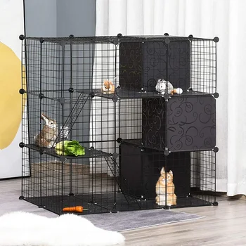  DIY Garduri Câine Animal Pisica Ladă Pestera de Companie Țarc Multi-funcțional de Dormit Joc Cusca Iepuri, cobai Cușcă de Câine de Casă