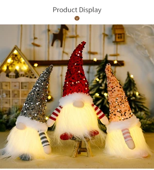  Gnome crăciun Păpușă cu Lumina LED realizate Manual de Pluș fără Chip Elf Pitic Figurine cu Paiete Pălărie de Crăciun de Decorare 2023 ANUL NOU