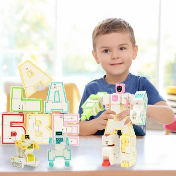  Transformarea Roboți Puzzle-uri Jocuri rusă Deformate Alfabetul Robot Asambla Modelul de Educație Montessori Jucarii pentru Copii